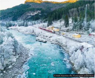  ?? ?? A train traverses the Norwegian wilderness