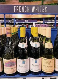  ?? Getty Images ?? French wines are displayed for sale at a supermarke­t in Los Angeles.