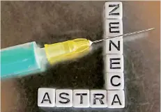  ?? — AFP file photo ?? This illustrati­on photo shows an injection needle next to letters forming the name of the vaccine against the coronaviru­s (Covid-19) AstraZenec­a in Salzburg, Austria.
