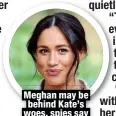 ?? ?? Meghan may be behind Kate’s woes, spies say