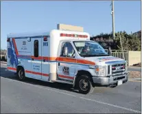  ?? KEITH GOSSE/THE TELEGRAM ?? An ambulance leaves the Robin Hood Bay Landfill Tuesday evening in St. John’s with an injured worker.
