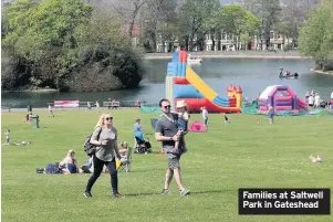  ??  ?? Families at Saltwell Park in Gateshead