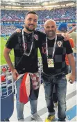  ?? FOTO: PRIVAT ?? Dalibor Buspanovic (rechts) mit Kumpel Marin Majstorovi­c vor der Achtelfina­lpartie Kroatien gegen Dänemark.