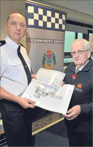  ??  ?? Community Inspector Iain Ward (left) and member of the public Tom Handy in the Strathearn Community Campus, Crieff, which has been proposed as the new location for Crieff police station.