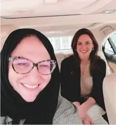  ??  ?? Reem Farahat picked up her first passenger from a local coffee shop in Jeddah. The captainah’s first passenger was ‘thrilled to see a female driver’s details’ on the app.