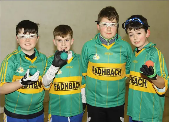  ??  ?? Students from Fybough National School who were medal winners at the Allianz Kerry Cumann na mBunscol Handball finals. Lr. Keelan Kelliher, Shea O’Sullivan, Oisin Foley and Oisin O’Connor.