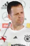  ?? — AFP ?? German team manager Oliver Bierhoff gives a press conference in Sochi.