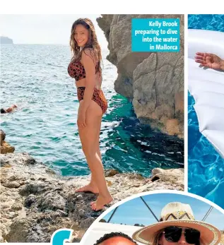  ??  ?? Kelly Brook preparing to dive into the water in Mallorca