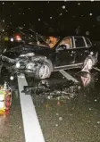  ?? Foto: Schmid ?? Auf der A7 verlor ein Autofahrer bei Starkregen die Kontrolle.