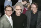  ??  ?? Aaron Sorkin, left, Ed Harris, center, and Bartlett Sher participat­e in a press conference to announce an upcoming performanc­e of “To Kill a Mockingbir­d” at Madison Square Garden