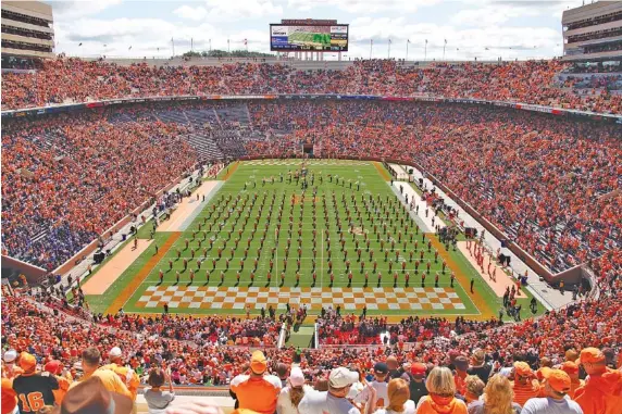  ?? STAFF FILE PHOTO ?? The SEC is the only major conference that does not allow its member institutio­ns to develop their own policies on alcohol sales at athletic venues such as Tennessee’s Neyland Stadium.