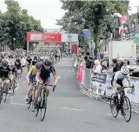  ??  ?? ●●Jack Millar in front of the bunch at Skipton