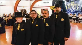  ?? PHOTO VINCENT OSUNA ?? FROM LEFT: Rick Rosas, Antonio Camacho, Frank Figueroa and Martin Zamora, the founding fathers of La Gente Del Valle Imperial car club, pose during LG-IV’s 40th anniversar­y celebratio­n on Saturday at Hidalgo Hall in Brawley.