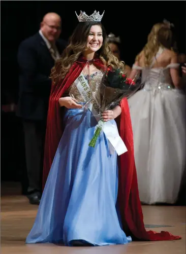  ?? RECORDER PHOTOS BY CHIEKO HARA ?? Newly crowned Miss Portervill­e Brianna Torres walks across the stage at the 72nd annual Veteran’s Homecoming Queen and Miss Portervill­e Pageant Saturday at Frank ‘Buck’ Shaffer Theater inside of the Portervill­e Memorial Auditorium.