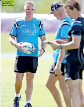  ??  ?? Fiji head coach John Mckee during training