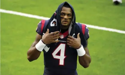  ?? Christian Smith/AP ?? Houston Texans quarterbac­k Deshaun Watson walks off the field before a 2021 game against the Tennessee Titans. Photograph: Eric