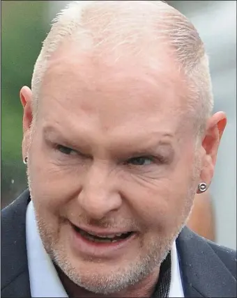  ??  ?? Accused: Paul Gascoigne arriving at court yesterday, where he signed autographs