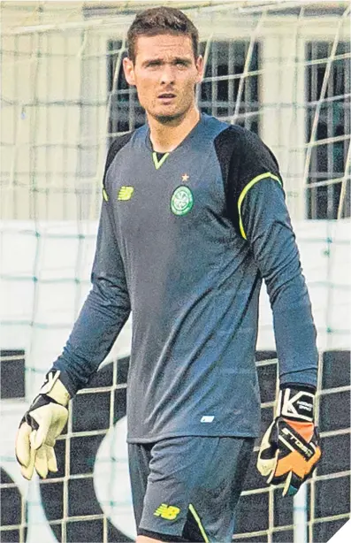  ??  ?? ■ Craig Gordon was between the sticks in Thursday’s 2-2 friendly draw with NK Celje.