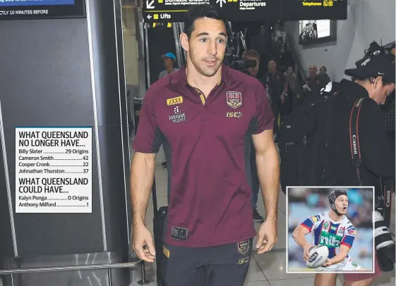  ?? Picture: AAP IMAGE ?? Queensland fullback Billy Slater is out of Origin I in Melbourne, opening the door for Kalyn Ponga (inset) to make his debut.