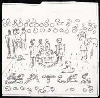  ??  ?? John Lennon’s black and white drawing of the iconic Sgt. Pepper’s Lonely Hearts Club album cover. The drawing, discovered by the owners of the Weybridge house in England where Lennon lived from 1964-68, will be auctioned on May 20.