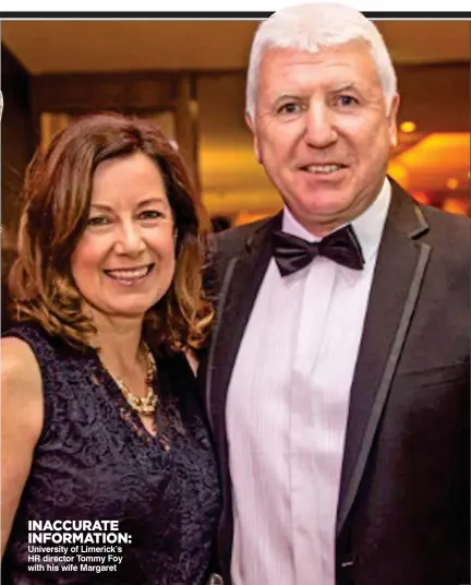  ??  ?? University of Limerick’s HR director Tommy Foy with his wife Margaret