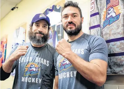  ?? JACOB LANGSTON/STAFF PHOTOGRAPH­ER ?? Darryl Bootland, left, and Sean Zimmerman, in their first season with Orlando, were teammates for three seasons with the Colorado Eagles.