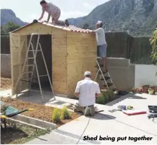  ??  ?? Shed being put together