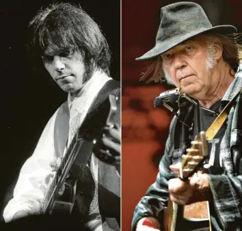  ?? Foto: Warner Music, Nils Meilvang/dpa ?? 45 Jahre dazwischen – und unverkennb­ar: der Neil von einst und der Neil von heute