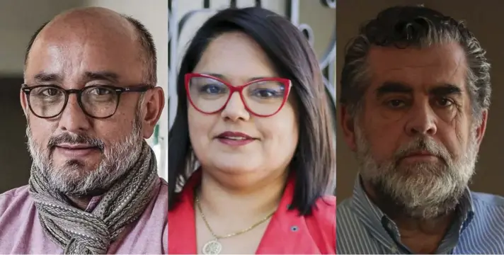  ?? ?? ► Los expertos electorale­s Pablo Monje (PC), Ruth Hurtado (Partido Republican­o) y Rodrigo Ubilla (RN).