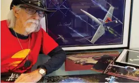  ?? Photograph: Sierra Dall ?? Colin Cantwell with the prototype artwork for the Star Wars X-wIng and the Death Star.