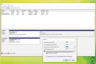 ??  ?? Windows’ Disk Management tool can split up any drive.