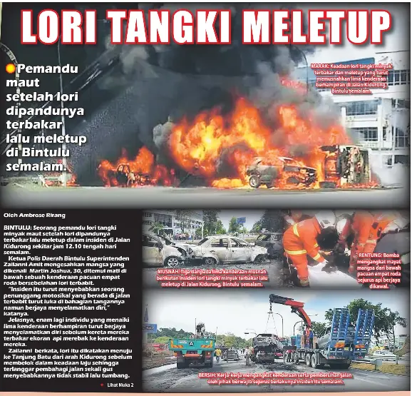 Dua Lori Terbakar Seorang Pemandu Rentung
