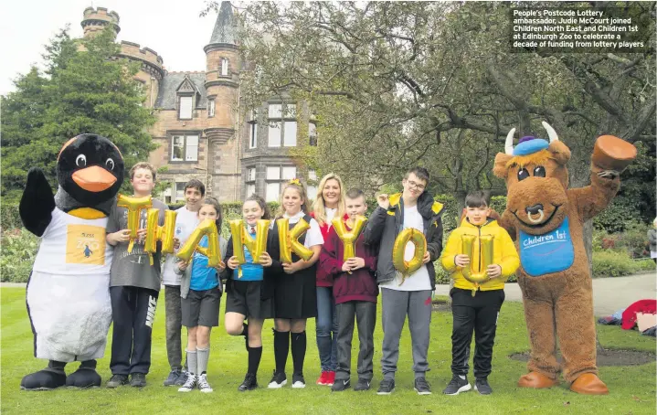  ??  ?? People’s Postcode Lottery ambassador, Judie McCourt joined Children North East and Children 1st at Edinburgh Zoo to celebrate a decade of funding from lottery players