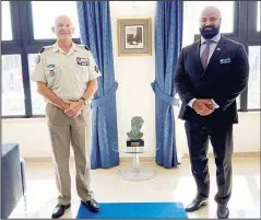  ?? KUNA photo ?? Colonel Nasser Marafie with the Commander of the NATO Defense College, Lt-Gen Olivier Rittimann.