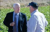  ?? Buy these photos at YumaSun.com FILE PHOTOS BY RANDY HOEFT/YUMA SUN ?? U.S. SEN. JOHN MCCAIN (R-AZ) (LEFT) talks with Danny Collins, manager of Royal Packing, during a December 2015 visit to a lettuce field in the Gila Valley.