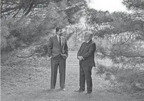  ?? THEATER OF DUBLIN. DANIEL RODRIGUEZ HIJO/ABBEY ?? From left, Tom Holliday as the Russian diplomat and Joe Bishara as the U.S. diplomat perform in the Abbey Theater of Dublin’s area premiere of Lee Blessing’s play “A Walk in the Woods” on May 17-19.