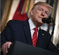  ?? AL DRAGO — THE NEW YORK TIMES ?? President Donald Trump speaks in a nationally televised address Sunday about the U.S. commando raid that led to the death of Abu Bakr al-Baghdadi, the head of the Islamic State, in Syria this weekend.