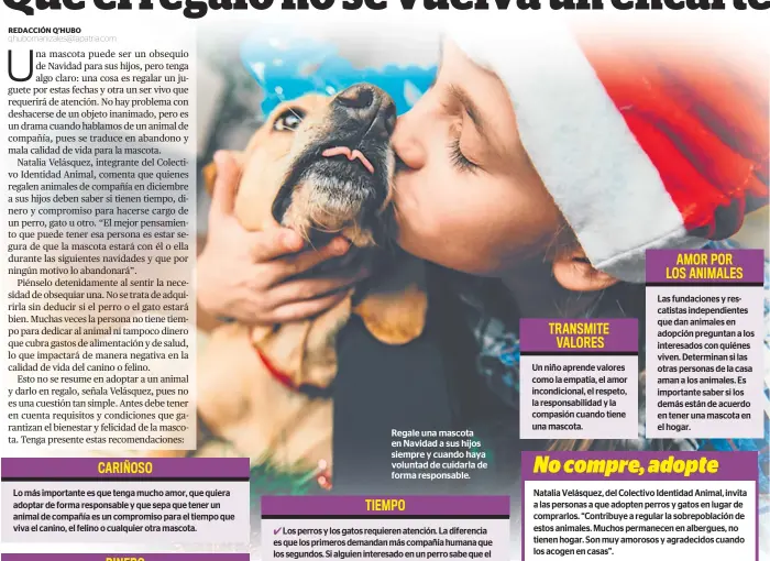  ??  ?? Regale una mascota en Navidad a sus hijos siempre y cuando haya voluntad de cuidarla de forma responsabl­e.