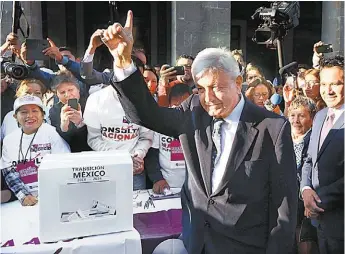  ?? JAVIER RÍOS ?? Andrés Manuel López Obrador, próximo jefe del Ejecutivo federal.