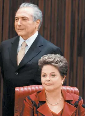  ??  ?? Dilma Rousseff y Michel Temer, vicepresid­ente de Brasil y líder del PMDB.