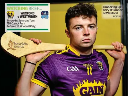  ?? SPORTSFILE ?? Limbering up: Rory O’Connor of Wexford