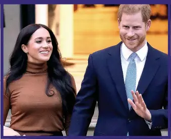  ??  ?? OUT IN THE COLD: Meghan and Harry may not use their Sussex Royal brand