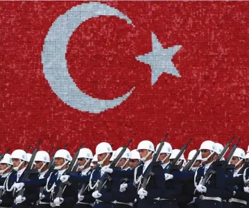  ?? (Murad Sezer/Reuters) ?? TURKISH AIR FORCE cadets march during a graduation ceremony for 197 cadets at the Air Force Academy in Istanbul, in 2009.