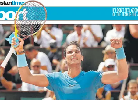  ?? REUTERS PHOTO ?? Rafael Nadal hasn’t lost a set during his march to the quarterfin­als at this year’s French Open. He will next face Argentina’s Diego Schwartzma­n.