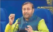  ?? PTI ?? Union human resource developmen­t minister Prakash Javadekar addresses a press conference in New Delhi, on Thursday.