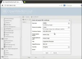  ??  ?? You can create self-signed security certificat­es if you don’t wish to transfer data to and from your NAS device over unsecured HTTP.