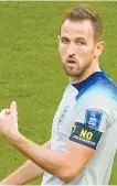  ?? AP-Yonhap ?? England’s Harry Kane gestures wearing a black armband with a sign “No Discrimina­tion” during the World Cup Group B football match against Iran at the Khalifa Internatio­nal Stadium in Doha, Qatar, Monday.