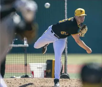  ?? Benjamin B. Braun/Post-Gazette ?? Hunter Stratton’s decision to stay with the Pirates in the offseason was not without its risk. But it all paid off for him this week when he made the team out of camp.
