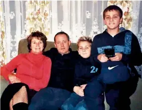  ??  ?? Clockwise from far left: Harvey, left, and Luke, aged around six – ‘we were mirror images of one another’; the pair at a family birthday, and aged 11 starting to assert their individual­ity (Luke is on the left)