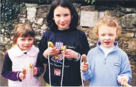  ?? ?? Pupils from Britway National School, who took part in a skipathon to raise funds for the Irish Heart Foundation in 2001, l-r: Sarah Barry, Michelle Tobin and Jessica O’Regan.